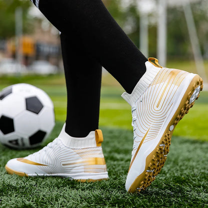 2023 Professional Unisex Soccer Shoes Long Spikes Tf Ankle Football Boots Outdoor Grass Cleats Football Shoes Chuteira Society