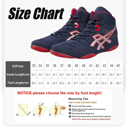 Brand Blue Mid Cut Wrestling Shoes Boxing Boots for Men Women Size 34-45 Training Boots Outdoor Sports Sneakers Sambo Shoes