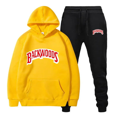 Men Set Fleece Hoodie Pant Thick Warm Tracksuit Sportswear Fashion Brand Backwoods Hooded Track Suits Male Sweatsuit