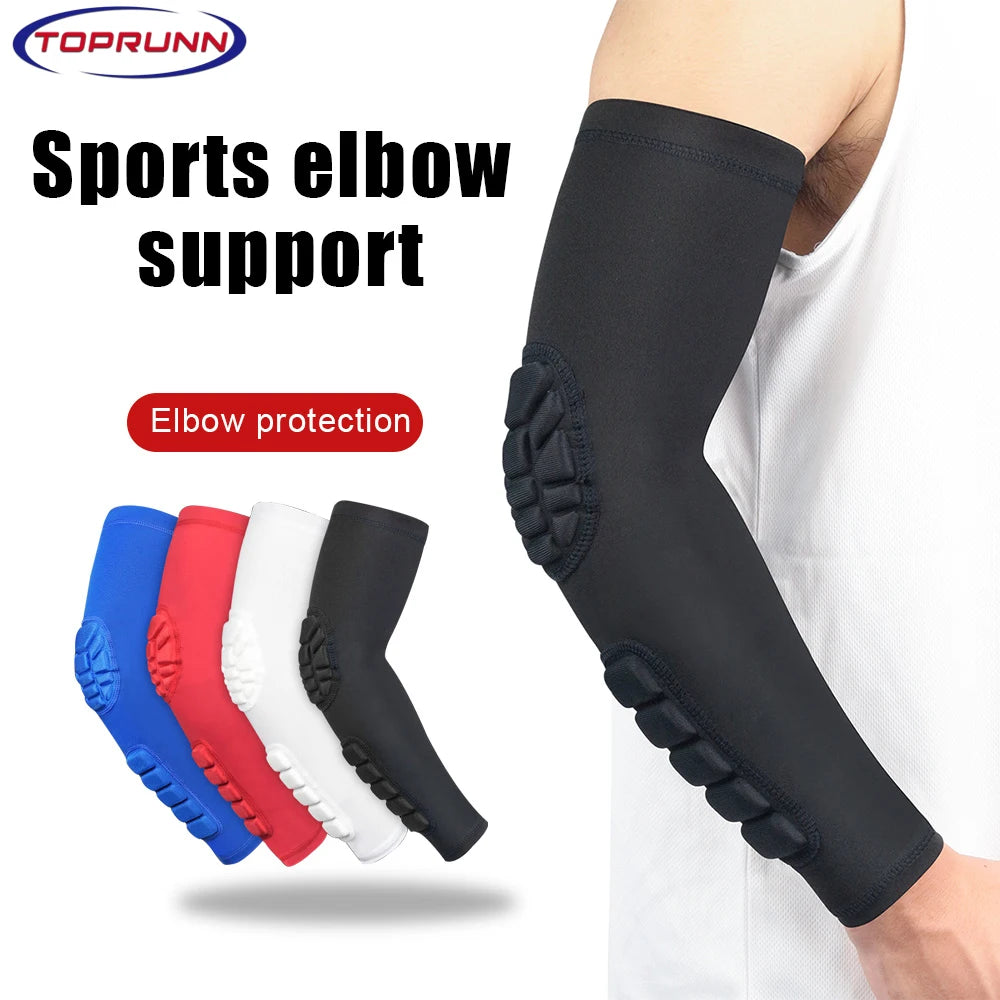 TopRunn 1pc Arm Sleeve,Compression Arm Sleeve w Elbow Pad for Football,Volleyball,Baseball Protection,Youth&Adult Sizes