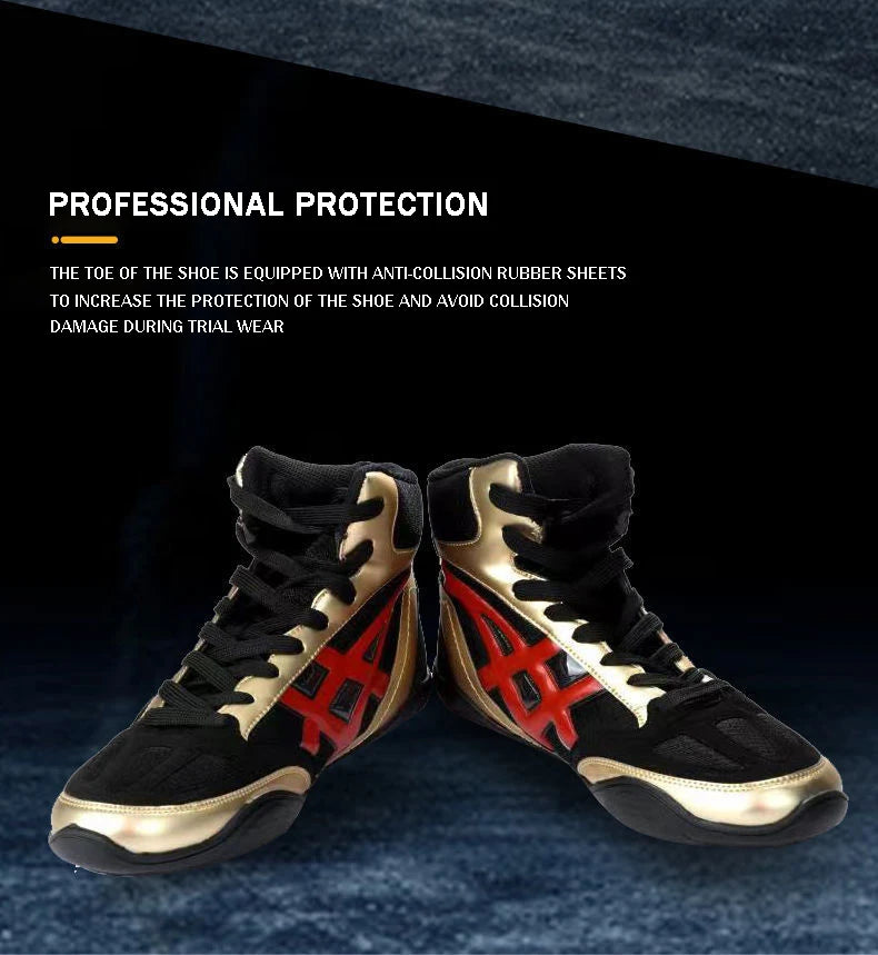 Mid Cut Mens Pro Boxing Boots Size 32-45 Breathable Non Slip Women Lace Sanda Wrestling Shoes Student Fighting Training Shoes