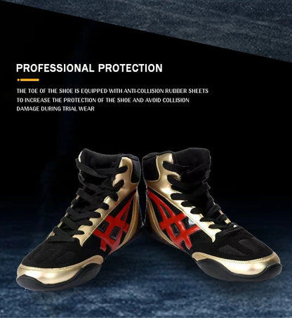 Mid Cut Mens Pro Boxing Boots Size 32-45 Breathable Non Slip Women Lace Sanda Wrestling Shoes Student Fighting Training Shoes